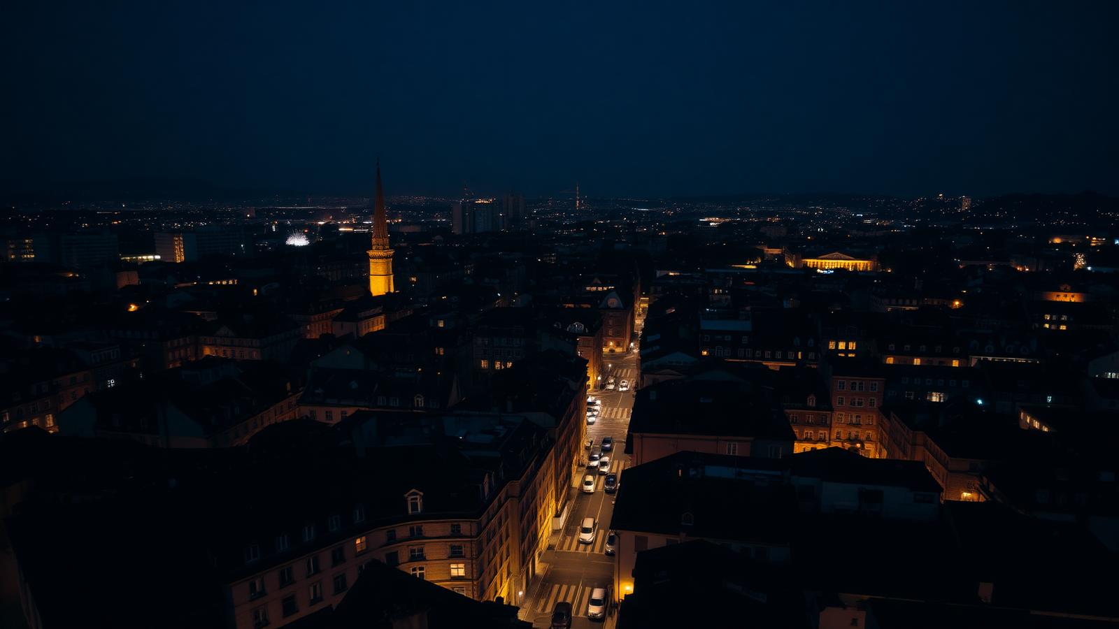 European city at night